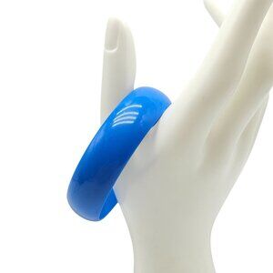 Blue Acrylic Bangle Vintage 1980s Bracelet 2.55" Diameter